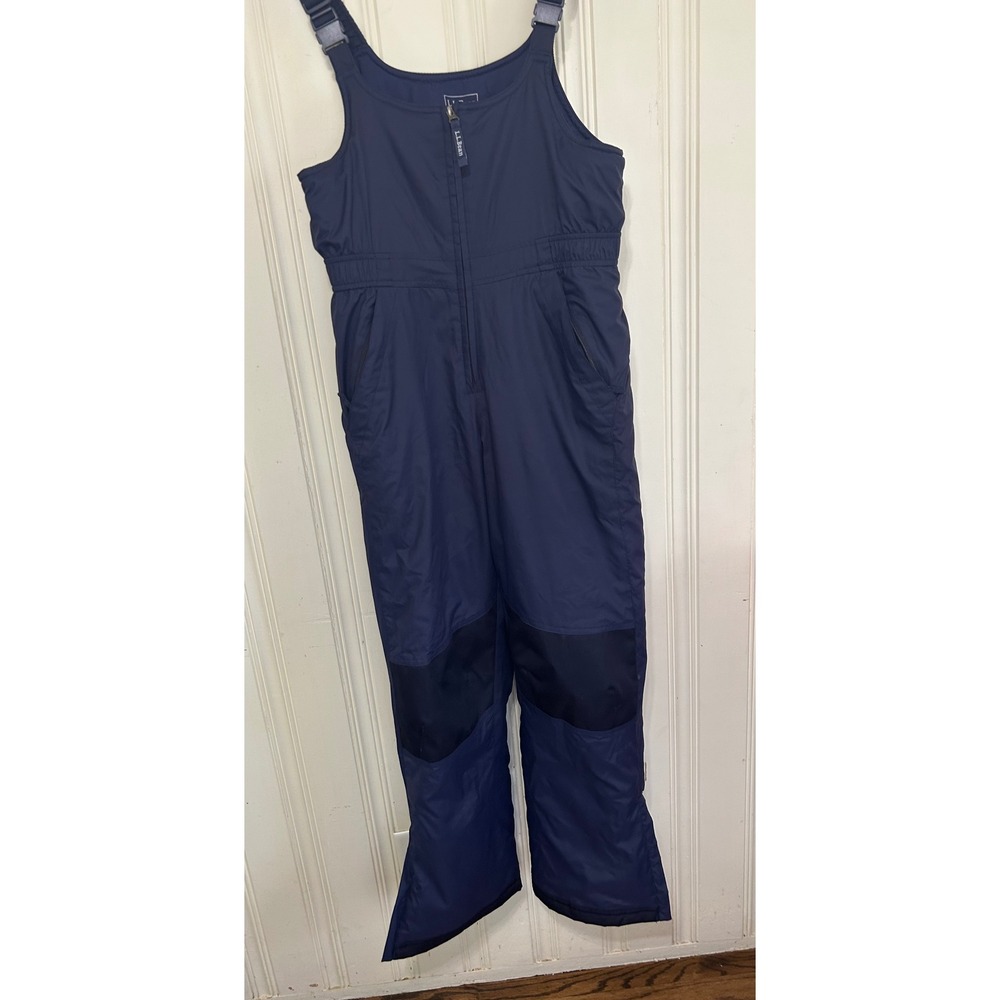 LL Bean Kids Navy Blue Cold Buster Bibs Ski Pants Sz 14 Reinforced Insulated - Picture 2 of 8